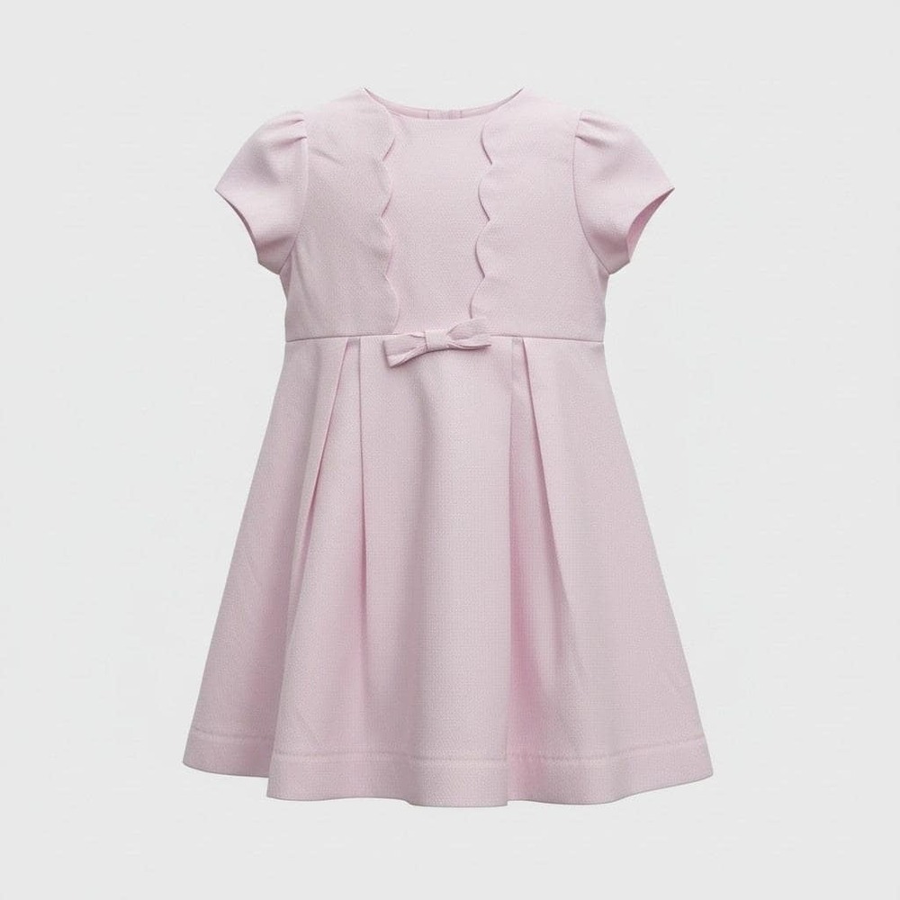 Carriage Boutique Toddler Girls Pink Pique Scalloped Bow Dress Size 2T - Picture 4 of 4